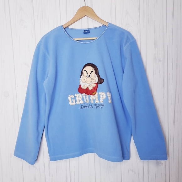 Disney Sweaters - Disney Grumpy Blue Fleece Sweater Large Vintage